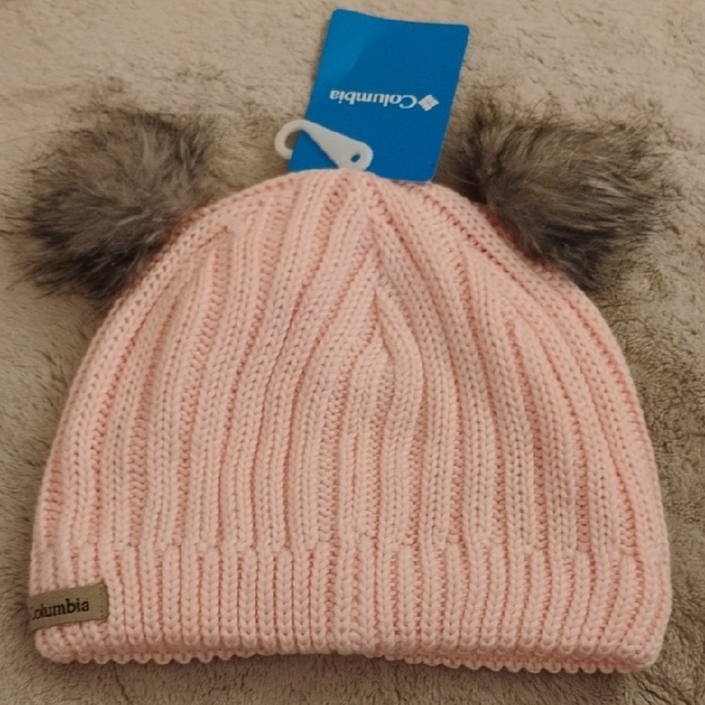 Columbia Light Pink Kids Beanie with Fluffy Ears